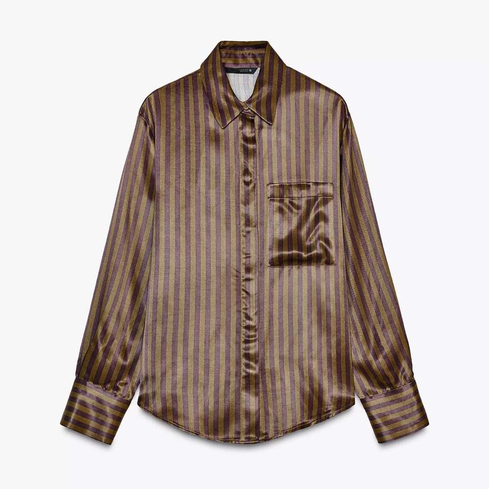 Zara Brown and Purple Striped Shirt